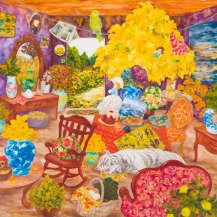Room of Mimosa Acacia. 2013 acrylic,oil on canvas,panel 162×162cm, Yuko Mori